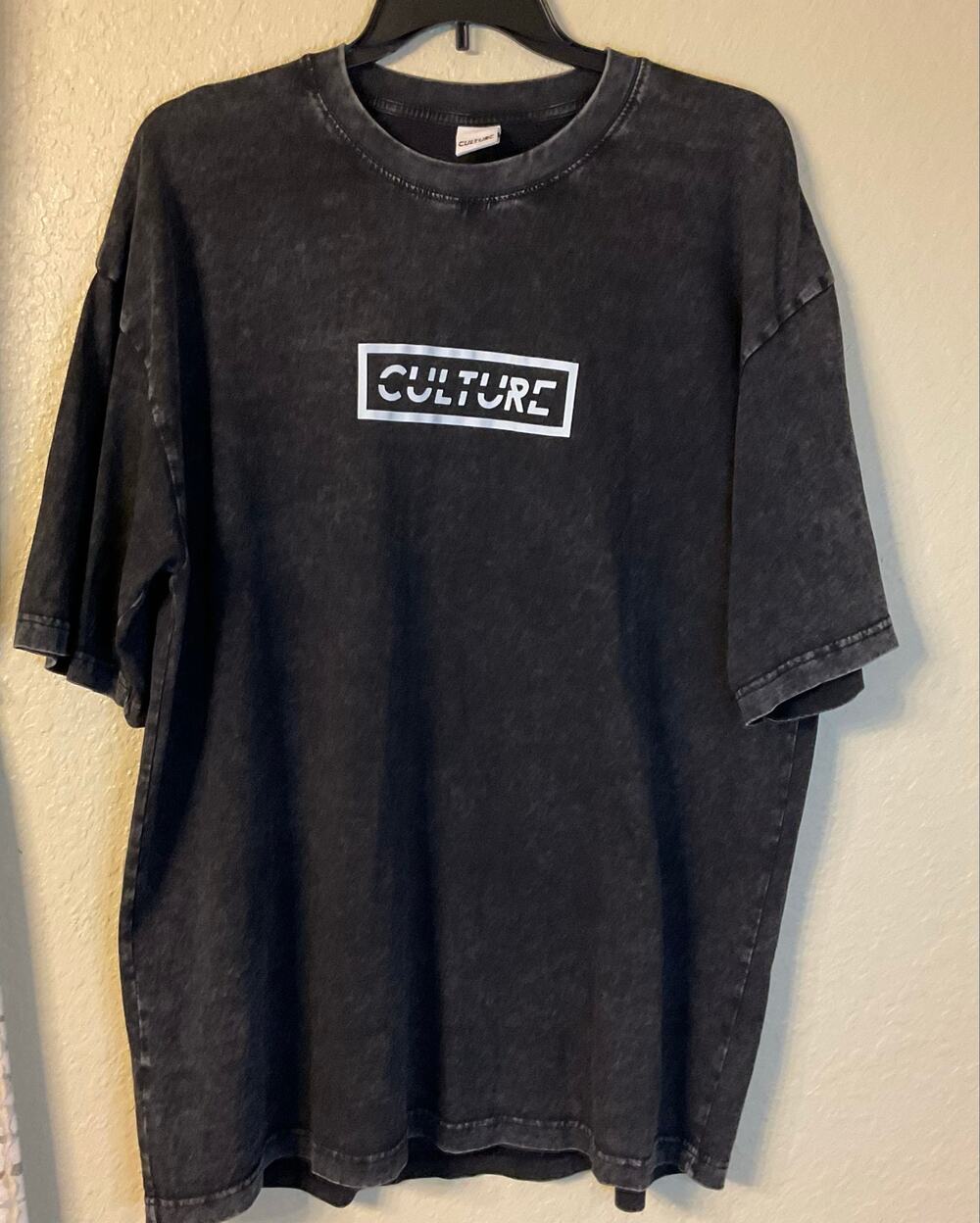 Culture Media Flame Graphic Heavyweight Tee - Acid Wash Black EUC